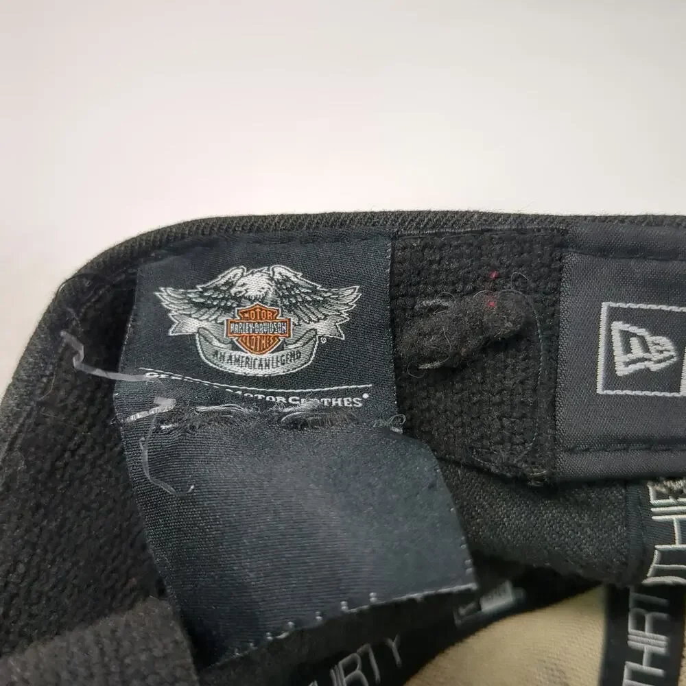 New Era Baseball Cap Black L Harley-Davidson Eagle Patch Stretch Hat 39THIRTY